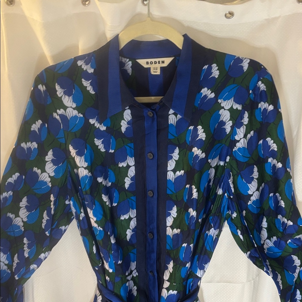 Boden Vibrant Blue Dress with Floral Design